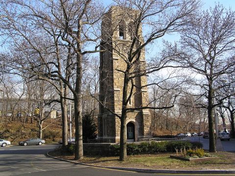 A automobile oriented park, Bell Tower Park, Riverdale (Bronx), NY